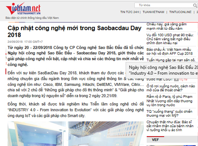 [VietnamNet] Cập nhật công nghệ mới trong Saobacdau Day 2018