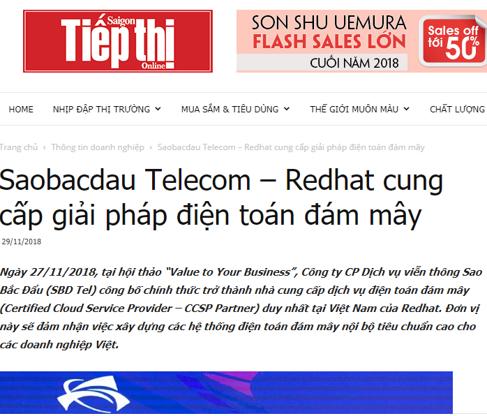 Saobacdau Telecom – Redhat cung cấp giải pháp điện toán đám mây