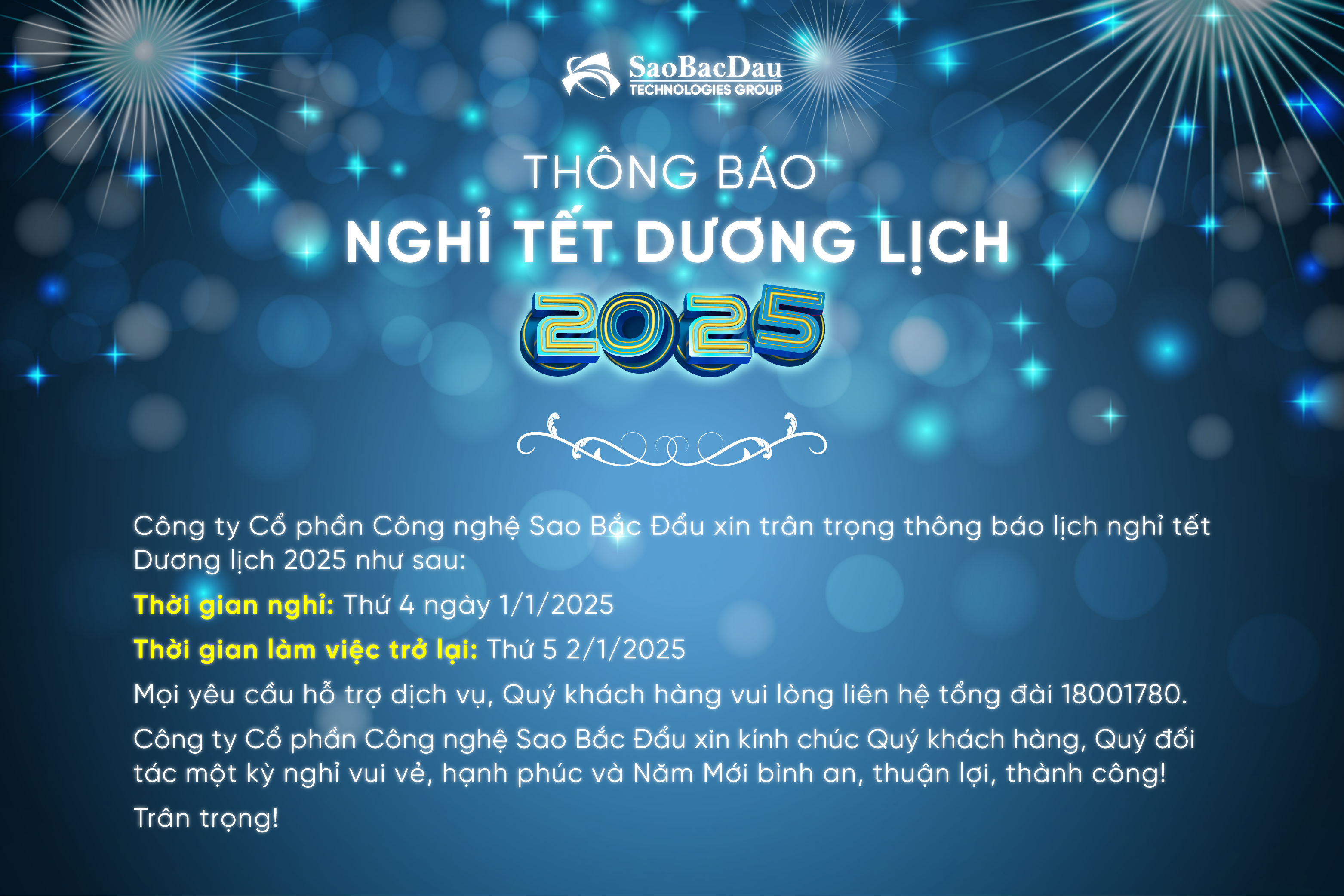 Thông báo nghỉ tết dương lịch 2025