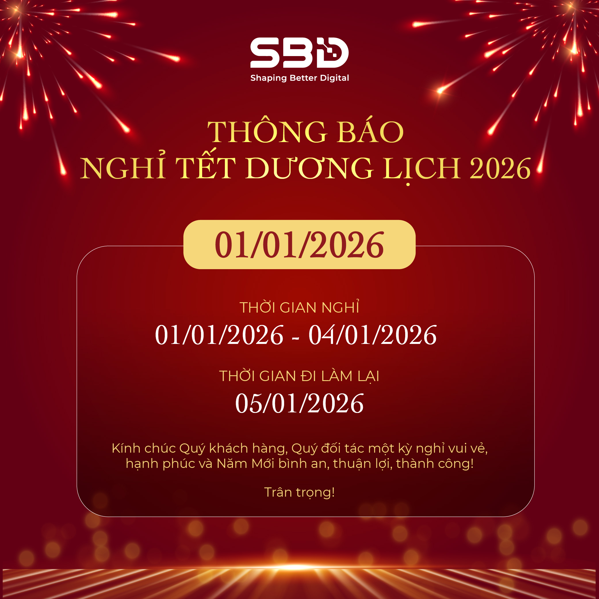 Thông báo nghỉ tết dương lịch 2026