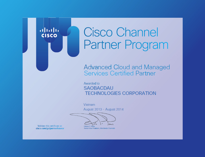 Sao Bac Dau became the first company to receive the CMSP Certificate of Cisco.